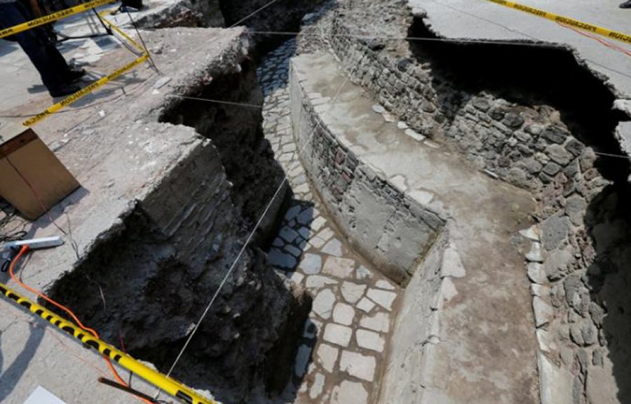 Ancient Aztec Ball Court And Temple Dedicated To Ehecatl, God of Wind