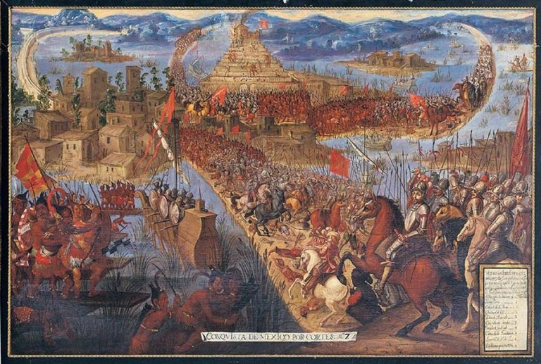 The 1521 Fall of Tenochtitlan, in the Spanish conquest of the Aztec