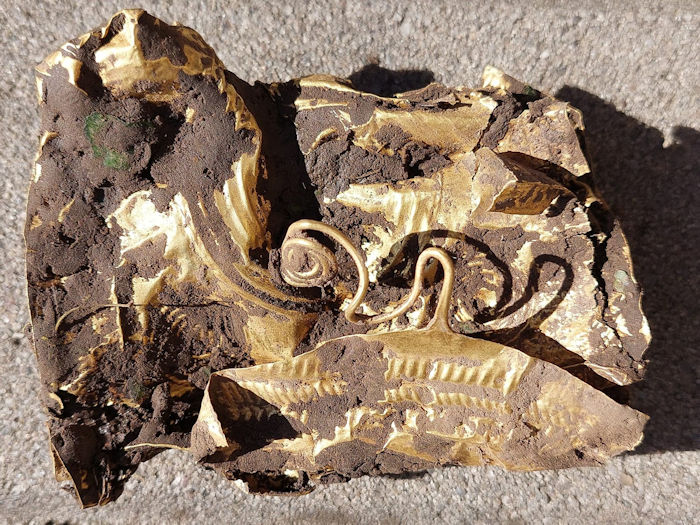 Cinturón Dorado Ornamentado Único De La Edad del Bronce Descubierto Cerca De Opava, República Checa