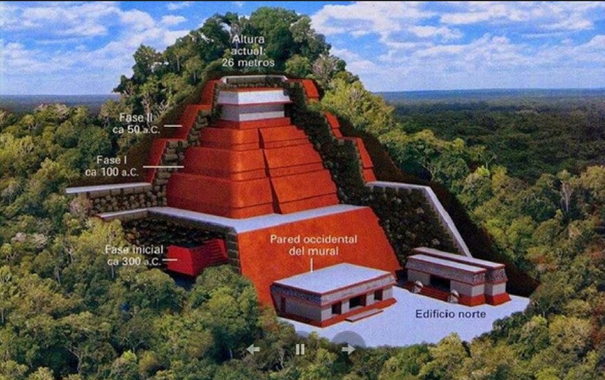 Tonina Chiapas ... An earlier impression of what the temple may look like. Image credit: INAH