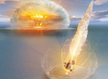 An artist impression of what the asteroid impacts would have looked like. (Illustration by Don Dixon, copyright Erik Sturkell)