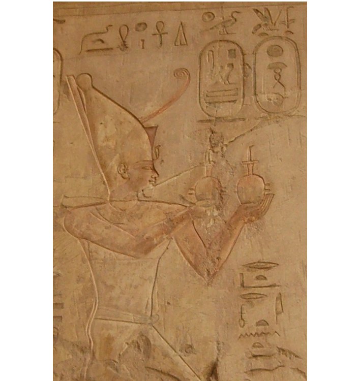 Relief of Psamtik I making an offering to Ra-Horakhty (Tomb of Pabasa). Photo: Wikipedia
