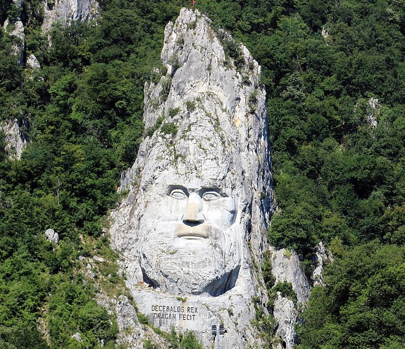 The rock sculpture of Decebalus at the Iron Gates
