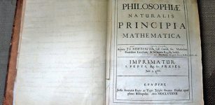 Newton's own copy of his Principia, with hand-written corrections for the second edition, in the Wren Library at Trinity College, Cambridge