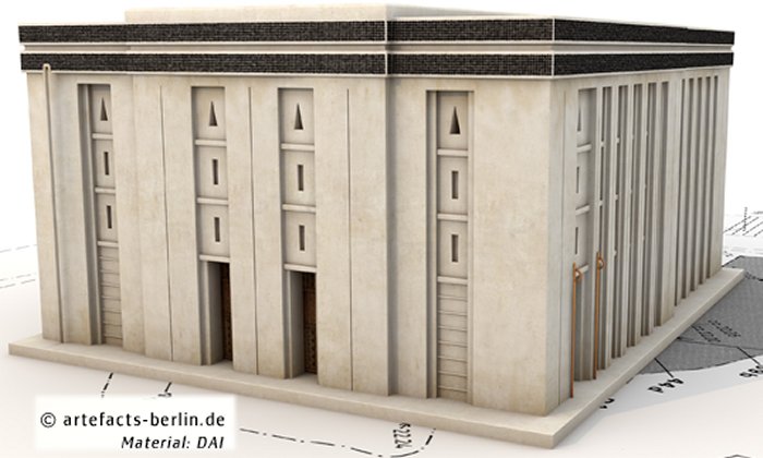 Detailed view of the two-storey version of the "White Temple" on top of the ground plan. Image credit: Artefacts – Berlin.de