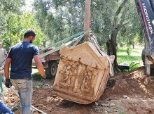 Sarcophagus found in western Bursa Province, Turkey, earlier in Sptember 2016. Credits: DHA Photo