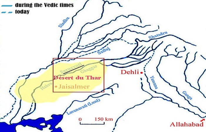 Saraswati River is one of the main Rigvedic rivers mentioned in ancient Sanskrit texts