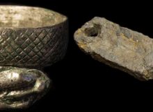 Left: A silver ring shaped like a snake which was found in Catterick © Northern Archaeological Associates; Right: One of the many keys found in Catterick, North Yorkshire. © Northern Archaeological Associates
