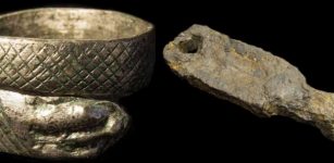 Left: A silver ring shaped like a snake which was found in Catterick © Northern Archaeological Associates; Right: One of the many keys found in Catterick, North Yorkshire. © Northern Archaeological Associates