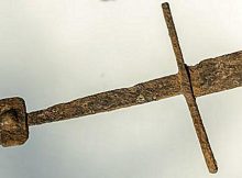 Corroded but well-preserved sword discovered . Image credit: Photo: PAP/ Wojciech Pacewicz