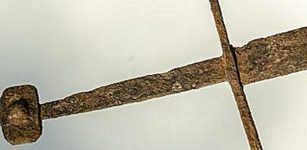 Corroded but well-preserved sword discovered . Image credit: Photo: PAP/ Wojciech Pacewicz