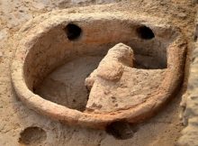 An oval furnace with a hub in the middle for keeping the crucible where artisans kept the copper ingots before fashioning them into artefacts. The furnace has holes for aeration and for inserting tuyeres to work up the flames. Photo:V.V. Krishnan