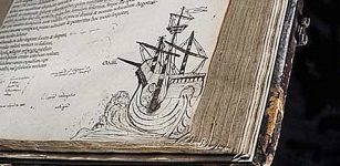 From the Private Library of John Dee, Cicero, Opera, Omnia Vol 2, with ship drawing. © RCP and John Chase