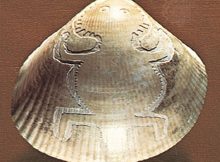 Hohokam culture: shell etched with horned toad motif. Credits: Arizona State Museum, Tucson