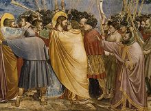 The Arrest of Christ (Kiss of Judas), Giotto di Bondone, 1304–1306. Fresco, Scrovegni Chapel, Padua, Italy.