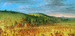 “Indian Ball Game” by George Catlin (courtesy Smithsonian American Art Museum)