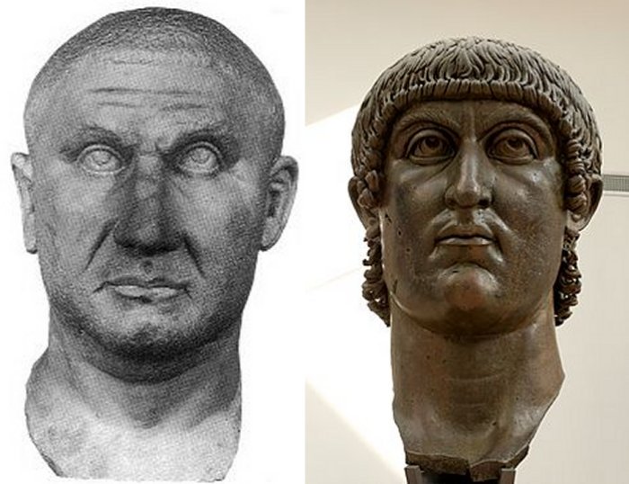 Two Roman emperors: Left: Licinius (c.263 - 325) and right: Constantine (272 - 337)