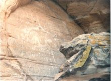 ThunderBird Rock Carved Petroglyph in West Central Wisconsin. Image via Wikipedia