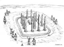 Illustration of a ritual conducted around the monument (drawn by former director of the National Museum of Mongolian History) (September 2016) (credit: Osaka University and Institute of History and Archaeology, Mongolian Academy of Science)