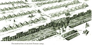 Reconstruction of ancient Roman camp. Drawing: P. Sima-Juricek