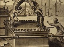 The Ark of the Covenant as depicted in a Bible from 1728.