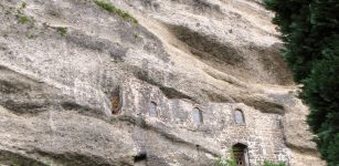 The Salzburg Catacombs overlook the 17th century St. Peter’s Church and cemetery in Austria. Photo credits: Camp Martin Travels