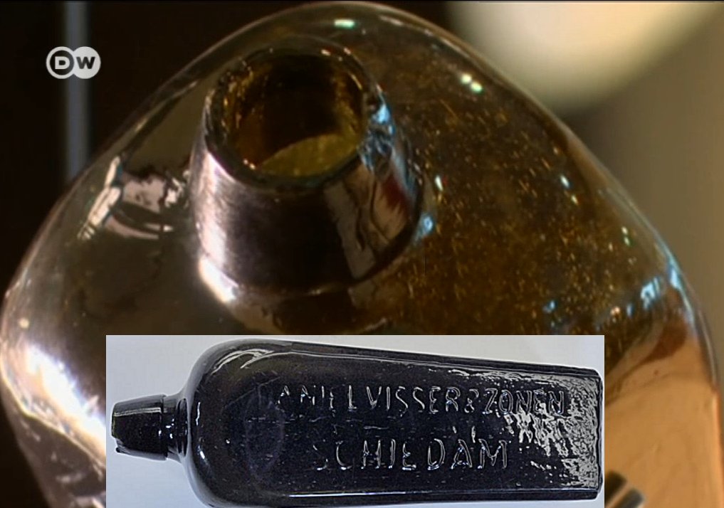 gin bottle with ancient message