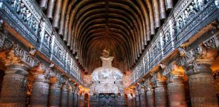 The Ajanta Caves are 29 (approximately) rock-cut Buddhist cave monuments, which date from the 2nd century BCE to about 480 CE in Aurangabad district of Maharashtra state of India. The caves include paintings and rock-cut sculptures described as among the finest surviving examples of ancient Indian art, particularly expressive paintings that present emotion through gesture, pose and form.