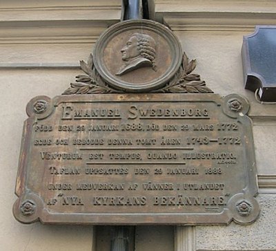 Memorial plaque at the former location of Emanuel Swedenborg’s house at Hornsgatan on Södermalm, Stockholm.