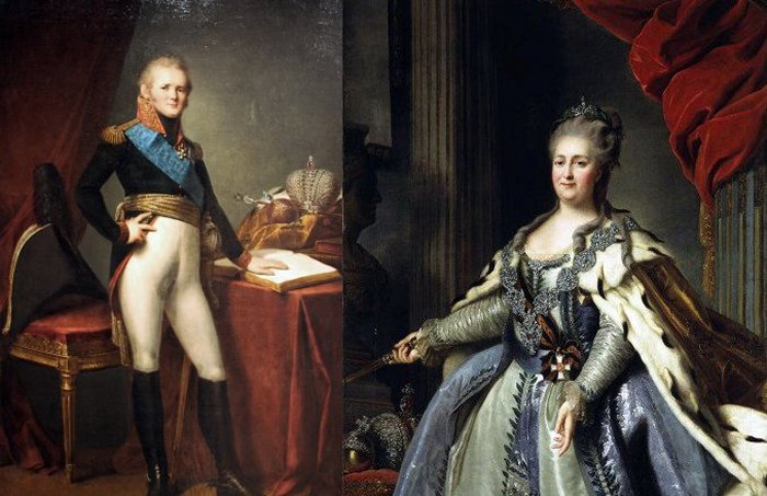 Tsar Alexander I of Russia and his grandmother Catherine the Great.