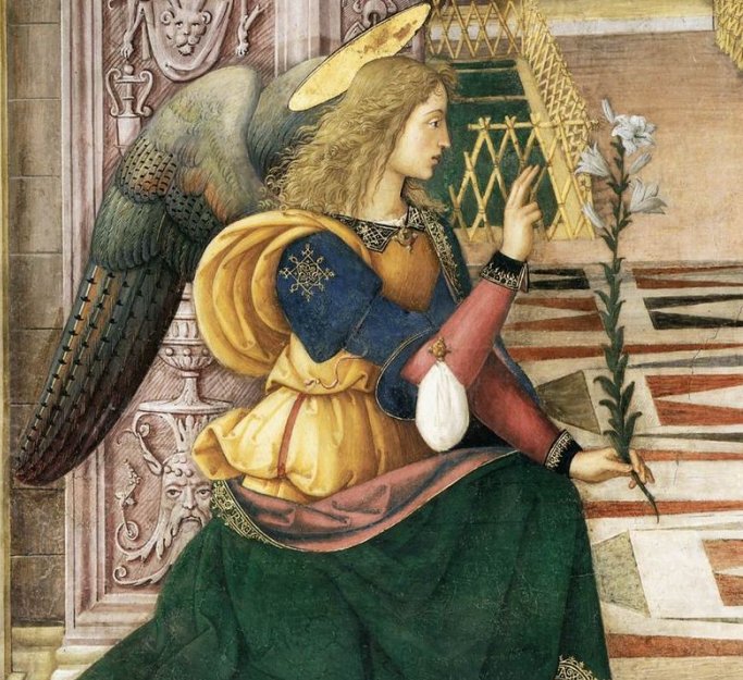 Detail of Gabriel from Pinturicchio's The Annunciation (1501). Image via wikipedia