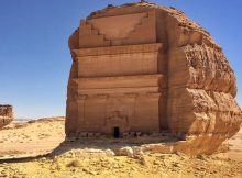 Qasr al Farid, the largest tomb at the Mada’in Saleh archaeological site.. Image credit: wikipedia