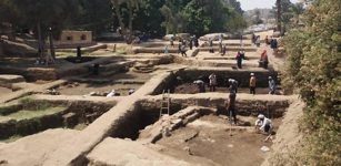 Archaeological works in eastern Cairo's Matariya, onve part of ancient city of Heliopolis.