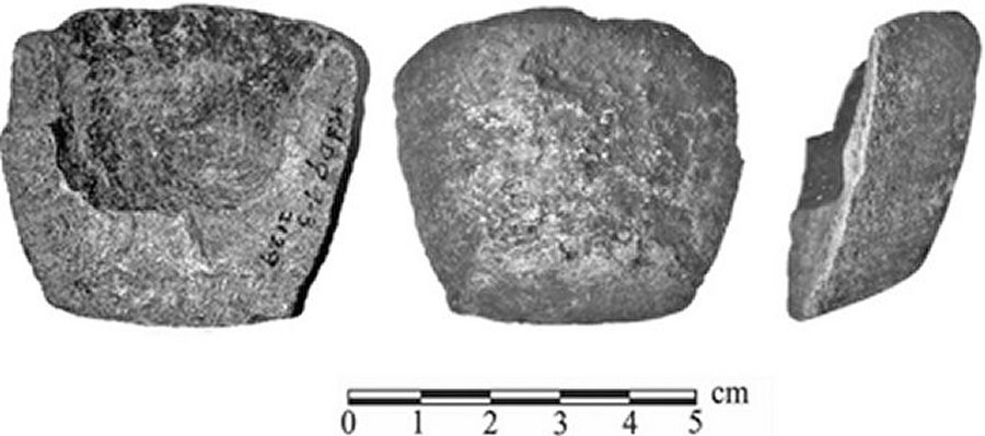 Three views of the broken crucible. Creditg: Patricia Sutherland/University of Aberdeen