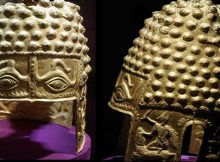 Ancient Dacian Gold Helmet With Piercing Evil Eyes