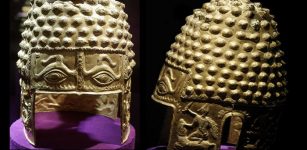 Ancient Dacian Gold Helmet With Piercing Evil Eyes