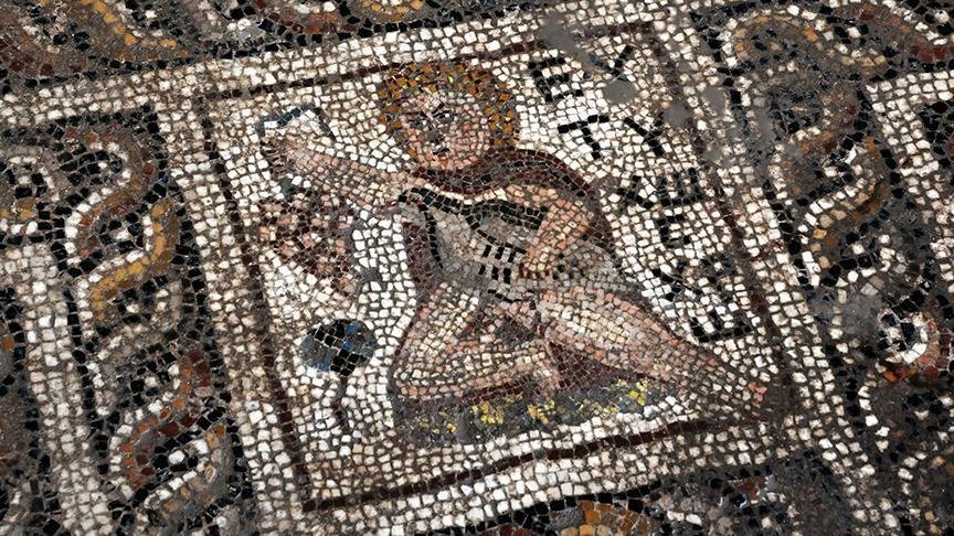 Mosaic found by workers in Turkey.
