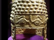 Ancient Dacian Gold Helmet With Piercing Evil Eyes