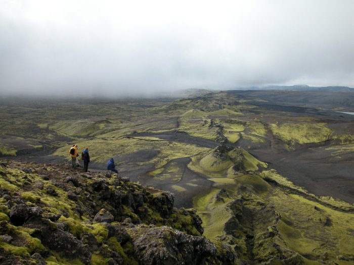 The Laki volcano in Iceland. It is not a typical mountain and its fissure to the right stretches into the distance. Photo: Alan Robock/Rutgers University-New Brunswick