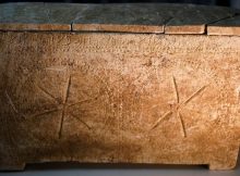 An ossuary with an inscription of Hebrew letters forming the word "Yeshua", is seen during a media tour presenting significant findings from the time of Jesus, Beit Shemesh, Israel. Credits:  Amir Cohen/Reuters