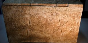 An ossuary with an inscription of Hebrew letters forming the word "Yeshua", is seen during a media tour presenting significant findings from the time of Jesus, Beit Shemesh, Israel. Credits:  Amir Cohen/Reuters