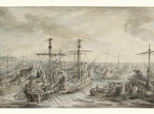 The Naval Battle Near Ecnomus (256 BC) Description from source: The Roman Fleet Victorious over the Carthaginians at the Battle of Cape Ecnomus; No Copyright - United States (http://rightsstatements.org/vocab/NoC-US/1.0/) ... This drawing is one of a series of illustrations Saint-Aubin made in the 1760s for an ambitious history of Rome. Engravings after drawings as well as maps were to accompany this multi-volume series which was never completed. In 1789, twenty-nine engraved plates from Saint-Aubin's drawings illustrated a more modest Roman history.