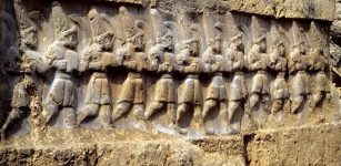 This carving at Yazilikaya is said to depict 12 gods of the underworld. Credit: Public Domain