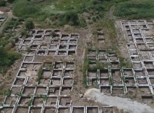 Aerial view of the huge settlement from the Neolithic Period that was discovered in the archaeological excavations. Copyright: Eyal Marco, Israel Antiquities Authority