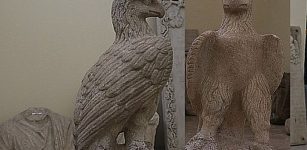 One of the two 2,000-year-old marble eagles.