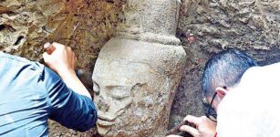 Sandstone Head Of A Bodhisattva Discovered Near Ta Nei Temple