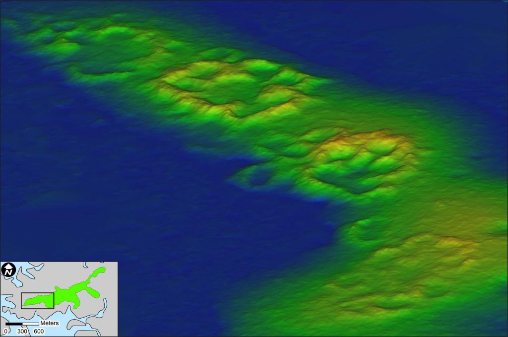 A drone equipped with Light Detection and Ranging quickly collected architectural details and topographic data about the Raleigh Island settlement with unprecedented resolution. The images revealed rings made of oyster shells surrounding 37 residences. Credit: University of Florida