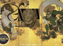 Raijin: Shinto God Of Thunder And Lightning With Three Fingers Representing Past, Present And Future