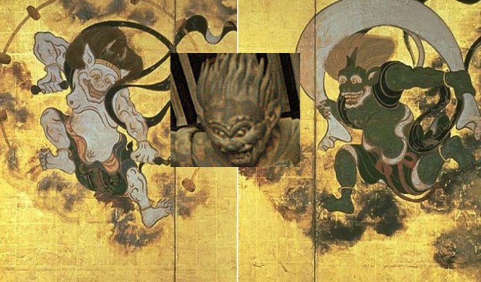 Thunder god Raijin and Wind God Fujin. Kyoto National Museum.