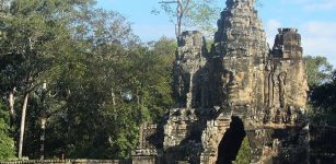 South gate of Angkor Thom.